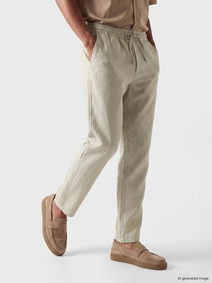 Lc Waikiki Yeni Sezon Bej Regular Fit Keten Görünümlü Erkek Pantolon