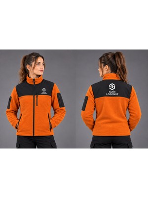 Teknik Firma Logo Baskılı Soft Shell Polar Hırka 3 Cepli Anti-Pilling Tüylenme Yapmayan Tam Fermuar Garnili Polar