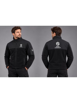 Teknik Firma Logo Baskılı Soft Shell Polar Hırka 3 Cepli Anti-Pilling Tüylenme Yapmayan Tam Fermuar Garnili Polar