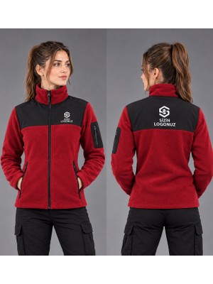Teknik Firma Logo Baskılı Soft Shell Polar Hırka 3 Cepli Anti-Pilling Tüylenme Yapmayan Tam Fermuar Garnili Polar