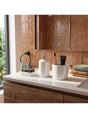 Kompozit Granit 3'lü Banyo Seti Hazneli, Sıvı ve Diş Fırçalık