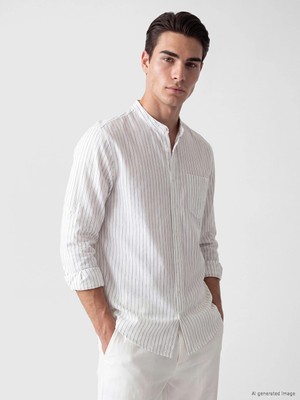 Lc Waikiki Yeni Sezon Beyaz Regular Fit Hakim Yaka Çizgili Poplin Erkek Gömlek