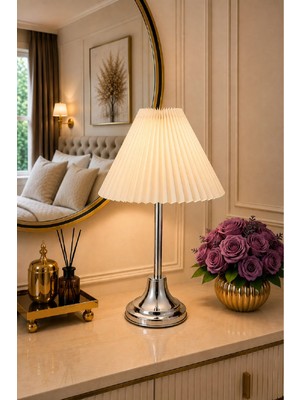 Veramoni Pileli Metal Masa Abajuru Gece Lambası Yatak Odası Lambası Modern Dekoratif Abajur