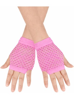 Aydogan's Ayd 80 Ler 90 Lar Retro Neon Pembe File Parmaksız Kısa Eldiven 11 cm