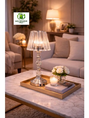Veramoni Şarj Edilebilir Pilli LED Dekoratif Masa Abajuru Gece Lambası