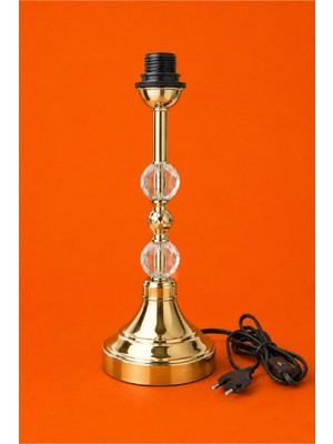 Veramoni Abajur Ayagı - Yedek Ayak Şapkasızdır Sadece Ayak ve Kablo Duy Mevcuttur Metal Kaplamalı Çam Lı Ayak 40 cm