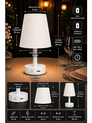 Veramoni Minimalist Masa Üstü LED Kablosuz Pilli Abajur