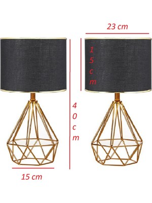 Veramoni 2 Adet Tardu Decoratif Gece Lambası Metal  Ayak  Kumaş  Başlık