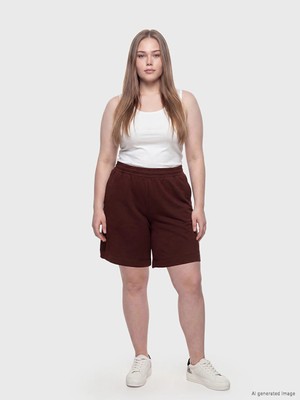 Lc Waikiki Yeni Sezon Bordo Büyük Beden Soft Touch Kadın Şort