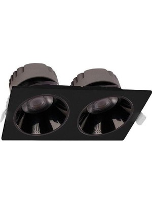 Ack AD10-01601 2X10W Sıva Altı Kare Downlıght Siyah 3000K