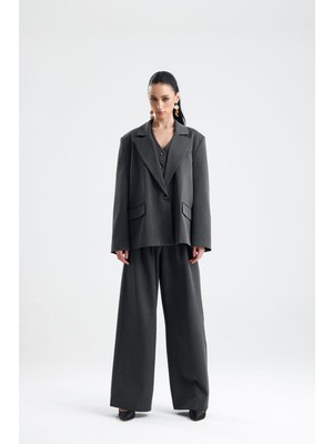 Gaca Collection Spello Kadın Gri Oversize Ceket