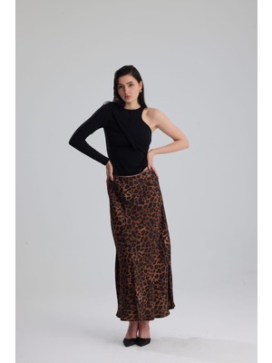 Gaca Collection Grasse Leopar Desenli Uzun Etek