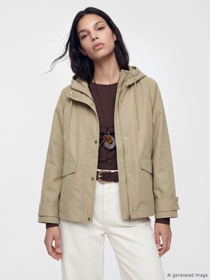 Lc Waikiki Yeni Sezon Haki Kapüşonlu Oversize Kadın Yağmurluk