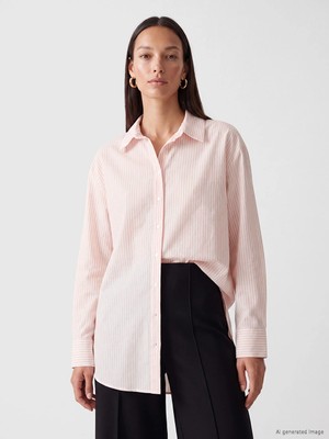 Lc Waikiki Yeni Sezon Turuncu Çizgili Poplin Kadın Gömlek Tunik