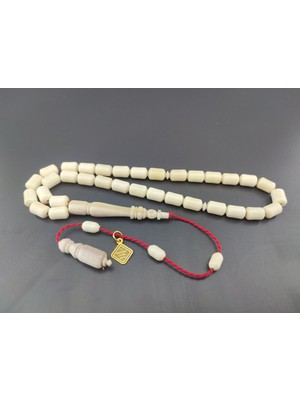 İskeçe Tesbih Iskeçeli Cemil Usta Eseri El Boy Naturel Deve Kemiği Sertifikalı 10456