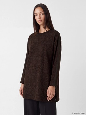 Lc Waikiki Yeni Sezon Kahverengi Leopar Desenli Soft Touch Kadın Tunik