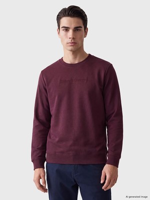 Lc Waikiki Yeni Sezon Mürdüm Baskılı Erkek Kalın Sweatshirt