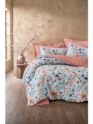 Cotton Box Modeline Çift Kişilik Nevresim Takımı Bluebell Somon