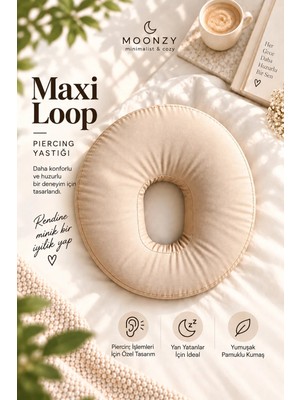 Maison Luré Yastık Maxi Loop Piercing Yastığı, Ekstra Büyük Kulak Boşluğu, 30 cm Çap, Bej