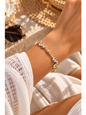 Adata Jewelry Çelik Stella Zirkon Taşlı Luxury Kelepçe Bileklik