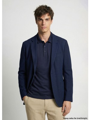 Network N-Tech Navy Blue Double Slit Knitted Jacket