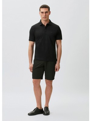 Network Slim Fit Black Technical Fabric Double Leg Shorts