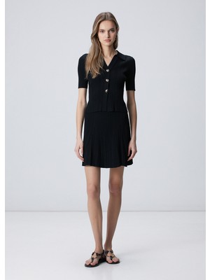 Network Black Flounced Knit Skirt