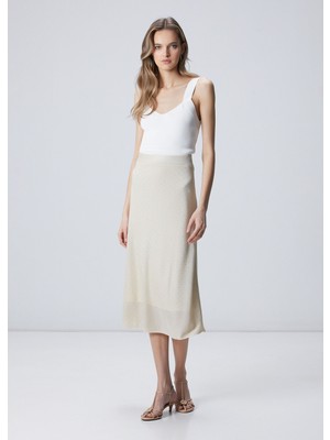 Network Knitwear Skirt With Beige Stone Details
