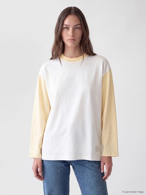 Lc Waikiki Yeni Sezon Beyaz Renk Bloklu Oversize Kadın Sweatshirt Tunik