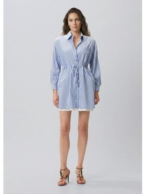 Network Blue White Striped Mini Dress