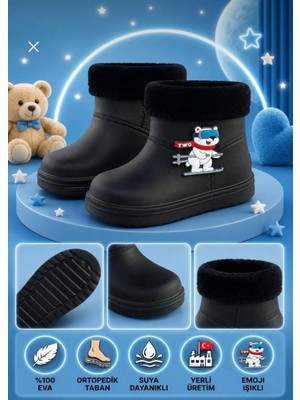 Çocuk Kışlık Emojili Işıklı Konforlu Yağmur Çizmesi Unisex