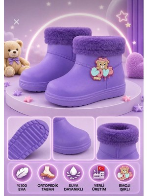 Çocuk Kışlık Emojili Işıklı Konforlu Yağmur Çizmesi Unisex