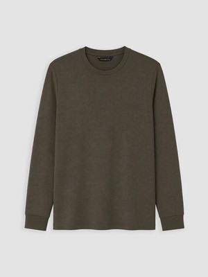 Lc Waikiki Yeni Sezon Haki Bisiklet Yaka Baskılı Erkek Sweatshirt