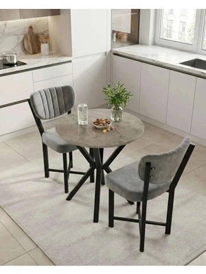 Treeandtech Manyas 2 Sandalyeli Yuvarlak Masa Takımı 70 Çap