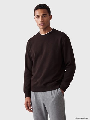 Lc Waikiki Yeni Sezon Kahverengi Bisiklet Yaka Erkek Kalın Sweatshirt