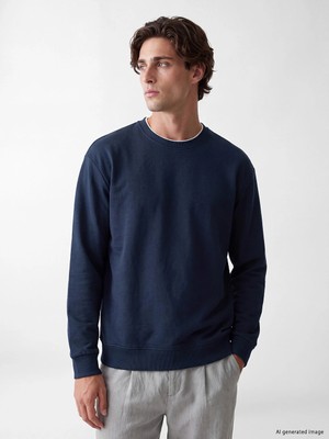 Lc Waikiki Yeni Sezon Lacivert Bisiklet Yaka Erkek Kalın Sweatshirt