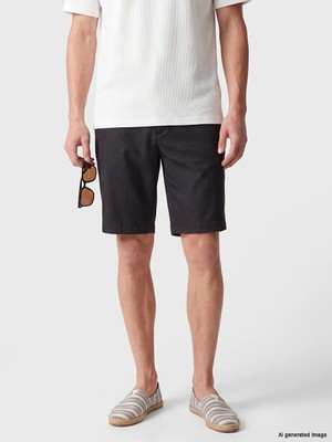 Lc Waikiki Yeni Sezon Siyah Regular Fit Keten Karışımlı Erkek Şort