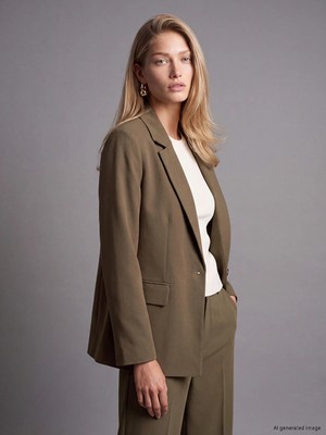 Lc Waikiki Yeni Sezon Haki Krep Kadın Blazer Ceket