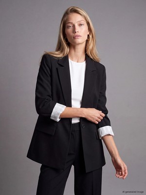 Lc Waikiki Yeni Sezon Siyah Krep Kadın Blazer Ceket