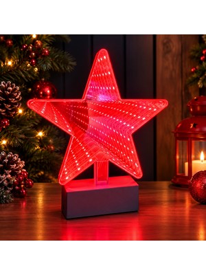 Kuzey Oyuncak Yılbaşına Özel Kırmızı Yıldız LED Işık 3D Star LED Light Tunnel Lamp Yılbaşı Işıkları Noel Işıkları