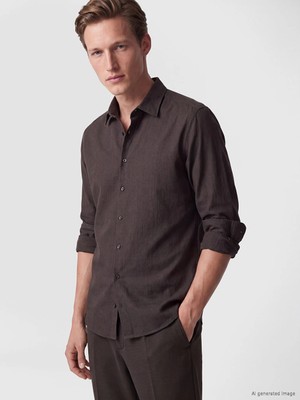 Lc Waikiki Yeni Sezon Kahverengi Regular Fit Gabardin Erkek Gömlek