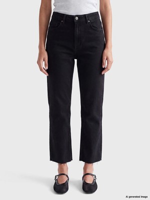 Lc Waikiki Yeni Sezon Siyah Crop Flare Kadın Jean Pantolon