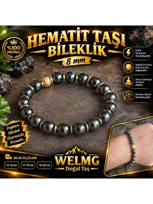 welmg Hematit Bileklik 8 mm Hematit Taşı Bileklik