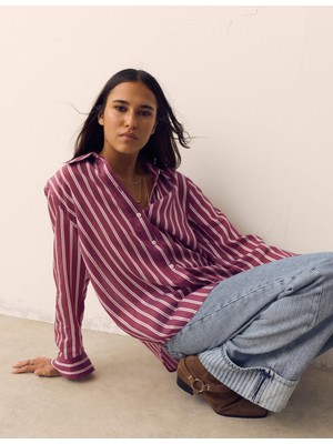 Marks & Spencer Lyocell Çizgili Yakalı Gömlek