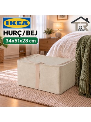 IKEA Trev Hurç 34X51X28 cm Bej Çamaşırlık Depolama Gardırop Düzenleme Düzenleyici Çamaşır Saklama Çantası
