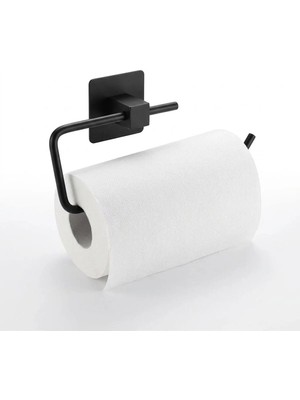 Privo Yapışkanlı Siyah Kağıt Rulo Havluluk Banyo ve Mutfak Için Delmesiz Metal Peçetelik Askısı
