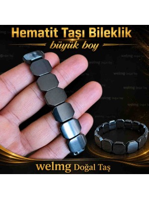 welmg Hematit Bileklik - Büyük Boy Bileklik - Erkek Hematit Bileklik