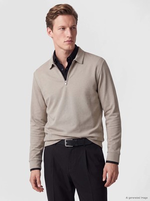 Lc Waikiki Yeni Sezon Bej Polo Yaka Erkek Sweatshirt