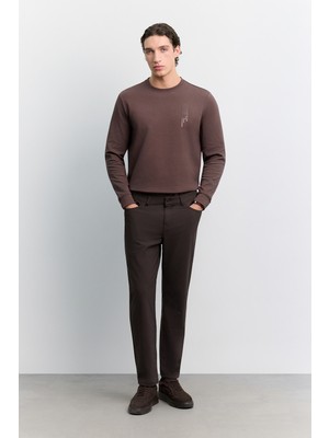AVVA Erkek Kahve 5 Cep Teknik Comfort Slim Fit Pantolon A62Y3062