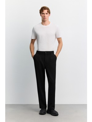 AVVA Erkek Siyah İnce Fitilli Dokulu Baggy Fit Pantolon A62Y3042